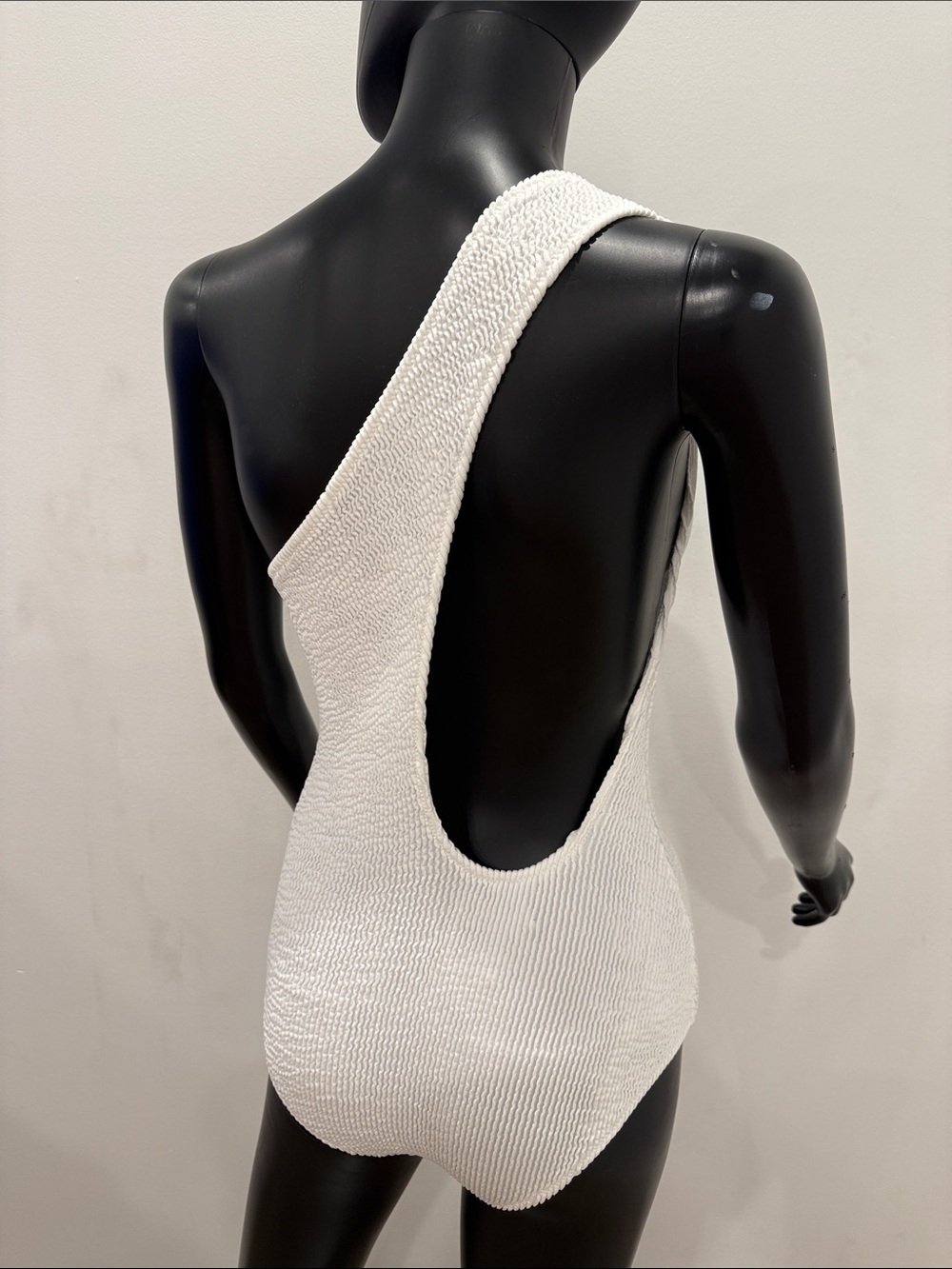 Bottega Veneta White Crinkle One Shoulder Bodysuit Swimsuit IT 38 XS NEW